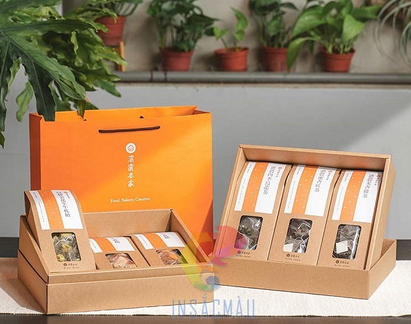 Mẫu hộp quà Tết đựng trà vintage