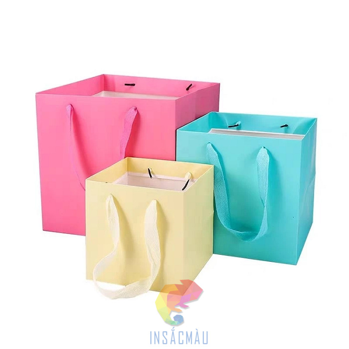 Mẫu túi giấy vuông nhiều màu sắc
