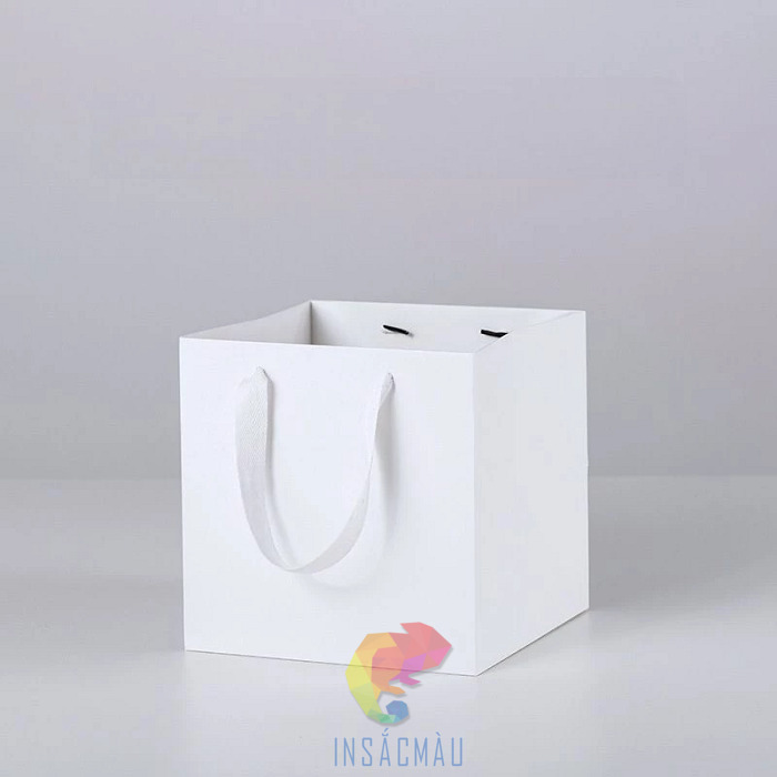 Mẫu túi giấy vuông màu trắng