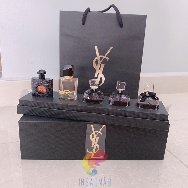 Mẫu thiết kế bao bì nước hoa YSL cao cấp, màu đen bí ẩn