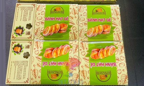 Mẫu hộp bánh hạt dẻ đẹp màu xanh lá