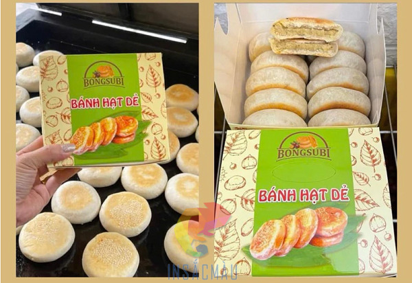 Mẫu hộp bánh hạt dẻ dáng nắp gập