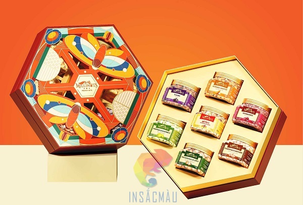 Mẫu hộp giấy đựng mứt Tết hình đa giác