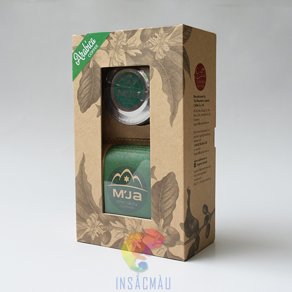 Mẫu bao bì hộp cà phê đẹp bằng giấy kraft