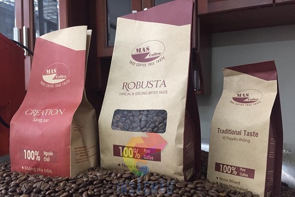 Mẫu bao bì túi đựng cà phê đẹp, có cửa sổ