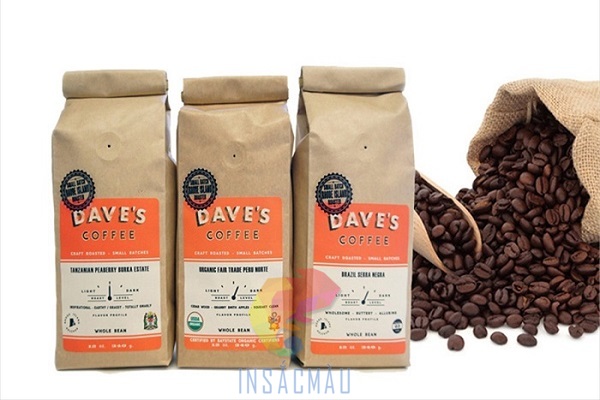Mẫu bao bì túi đựng cà phê đẹp bằng giấy kraft