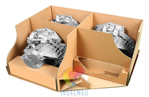 Mẫu thùng carton đẹp đựng linh kiện cơ khí có vách ngăn