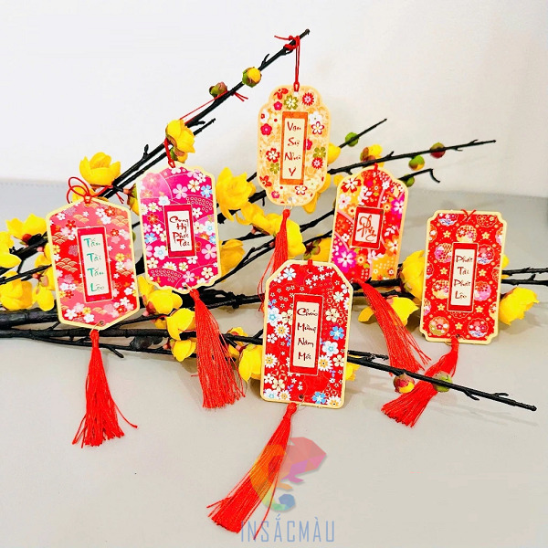 Mẫu tag treo chúc mừng năm mới hình chữ nhật