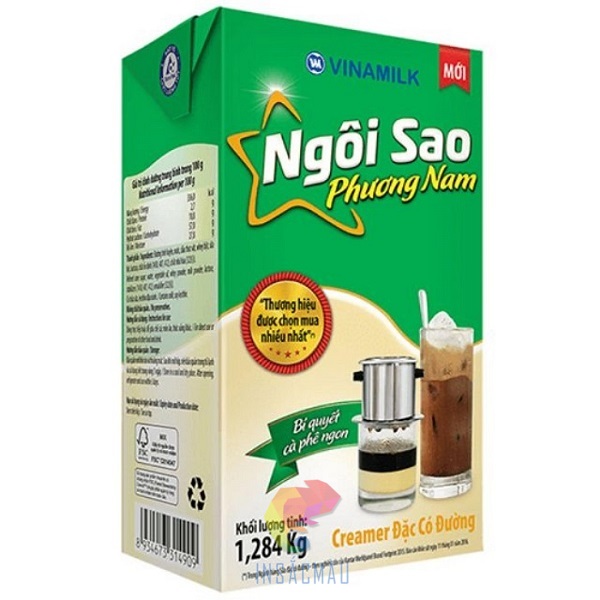 Mẫu bao bì hộp giấy đựng sữa đặc có đường Ngôi Sao