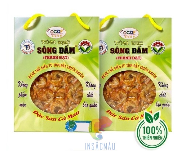 Mẫu hộp đựng tôm khô có tay cầm giữa