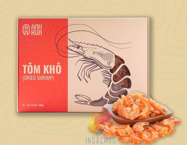 Mẫu hộp đựng tôm khô đẹp bằng giấy kraft