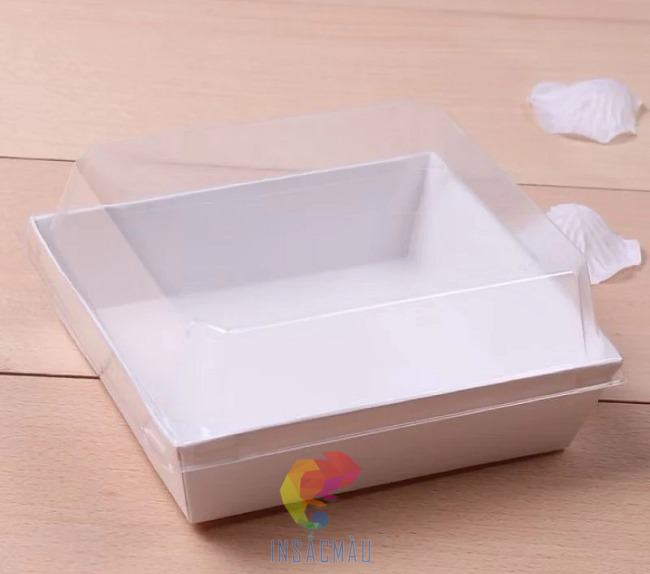 Mẫu hộp giấy đựng bánh bông lan kiểu nắp rời