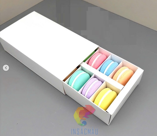 Mẫu hộp giấy đựng bánh macaron kiểu nắp trượt