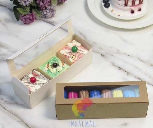 Mẫu hộp đựng bánh macaron dáng nắp gài