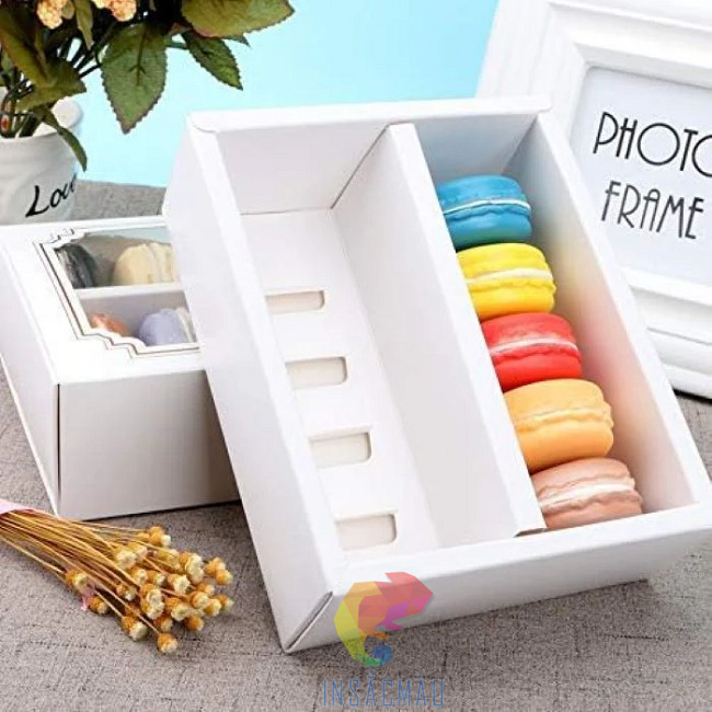 Mẫu hộp đựng bánh macaron hai ngăn