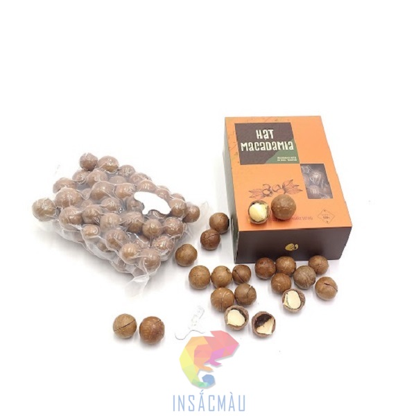 Mẫu hộp giấy đựng hạt macca có cửa sổ trong suốt