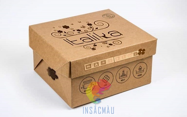 Mẫu hộp bánh kem bằng giấy kraft, nắp rời