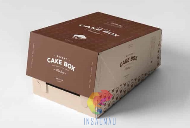 Mẫu hộp giấy đựng bánh kem màu nâu ấn tượng