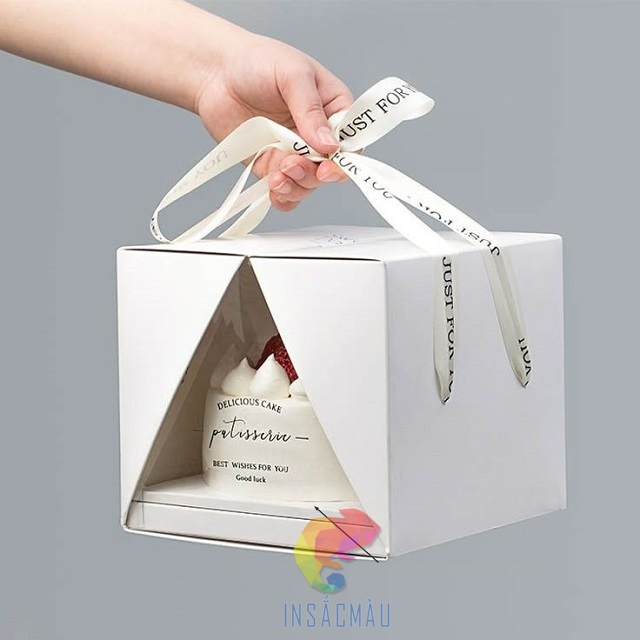 Mẫu hộp giấy đựng bánh sinh nhật nắp cánh bướm