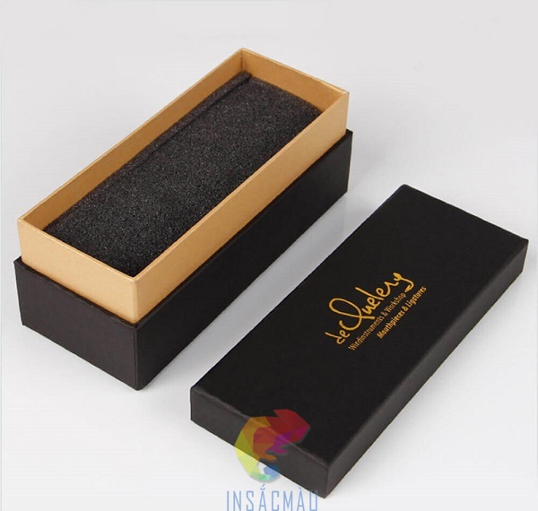 Mẫu hộp cứng thiết kế nắp âm dương, có khay xốp