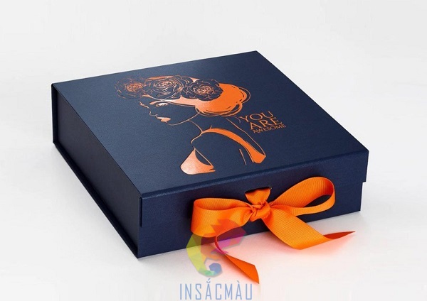 Mẫu hộp cứng nắp lật thắt nơ cố định