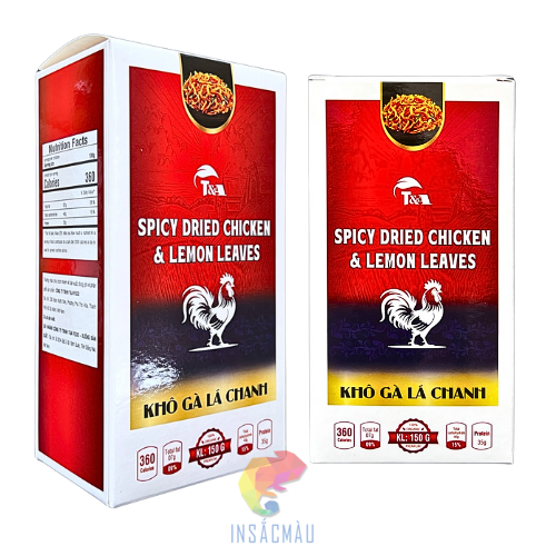 Mẫu hộp đựng khô gà lá chanh nắp gài hai đầu