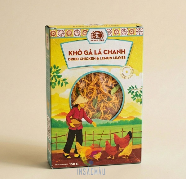 Mẫu hộp giấy đựng khô gà có cửa sổ