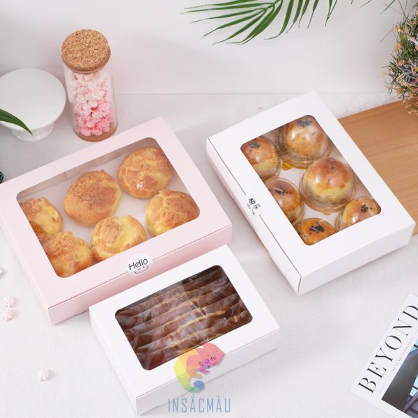 Mẫu hộp giấy đựng bánh cupcake có cửa sổ