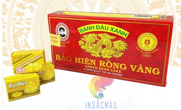 Mẫu hộp đựng bánh đậu xanh rồng vàng