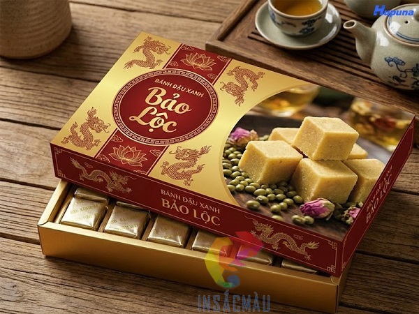Mẫu hộp đựng bánh đậu xanh nắp rời cao cấp