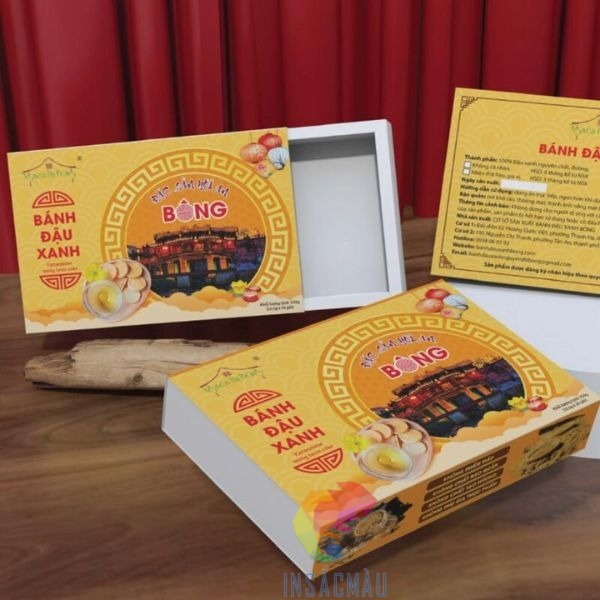 Mẫu hộp đựng bánh đậu xanh dáng nắp rút