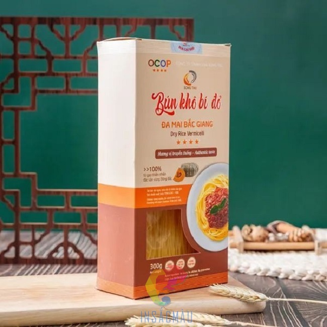 Mẫu hộp giấy đựng bún khô kiểu nắp gài