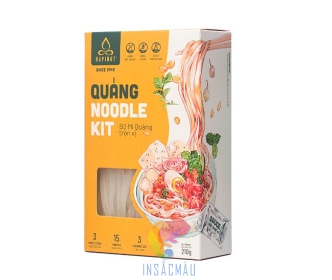 Mẫu hộp giấy đựng mì quảng khô có cửa sổ