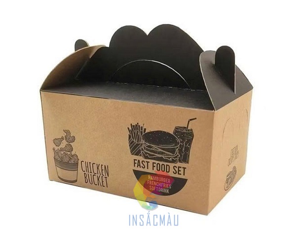 Mẫu hộp giấy kraft đựng gà bó xôi kiểu nắp gài