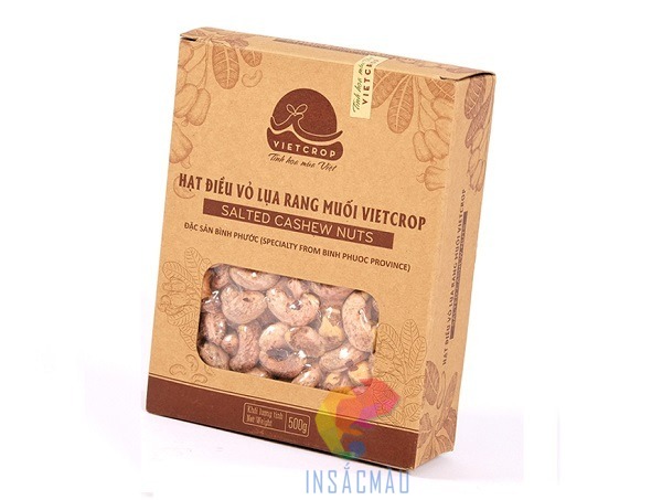 Mẫu hộp đựng hạt điều bằng giấy kraft
