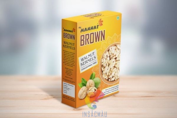 Mẫu hộp giấy đựng hạt óc chó hình chữ nhật đứng