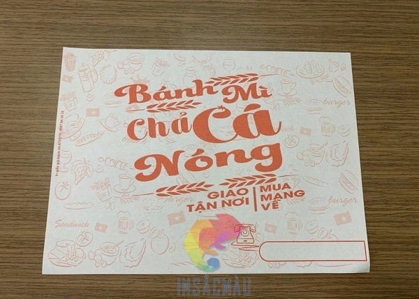 Mẫu giấy gói bánh mì chả cá nóng