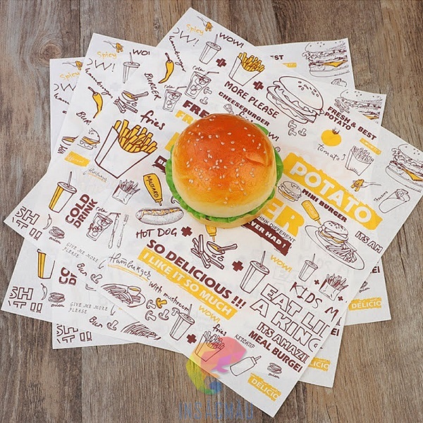 Mẫu giấy gói bánh mì hamburger
