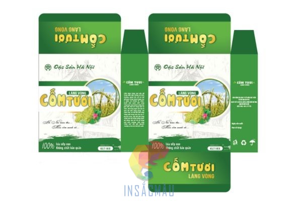 Mẫu hộp giấy đựng bánh cốm nắp gài hai đầu