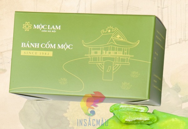 Mẫu hộp giấy đựng bánh cốm kiểu nắp gài, đáy khóa