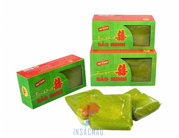 Mẫu hộp giấy đựng bánh cốm có cửa sổ trong suốt