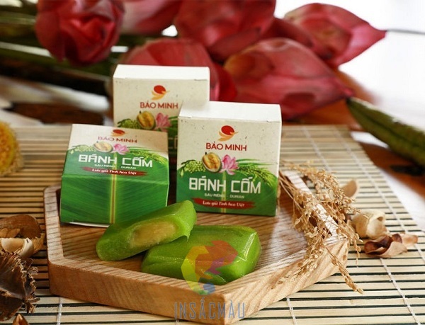 Mẫu hộp đựng bánh cốm thiết kế đơn giản, họa tiết bắt mắt