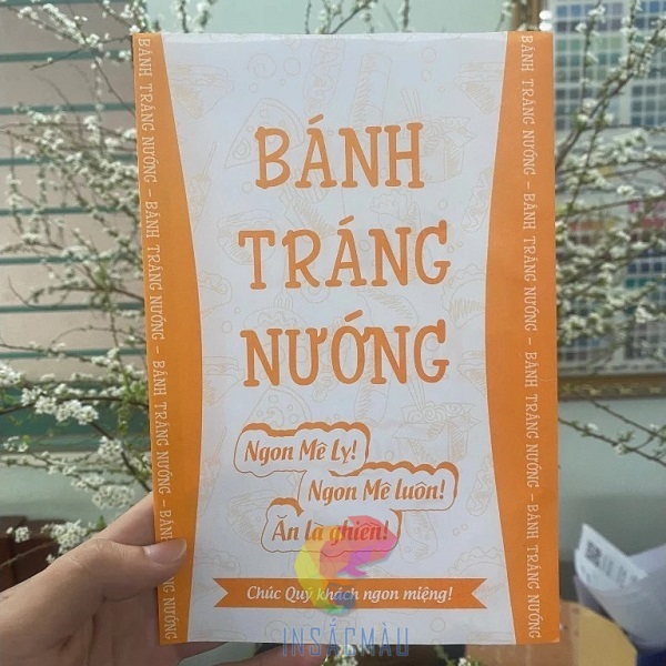 Mẫu túi giấy đựng bánh tráng nướng màu cam thu hút