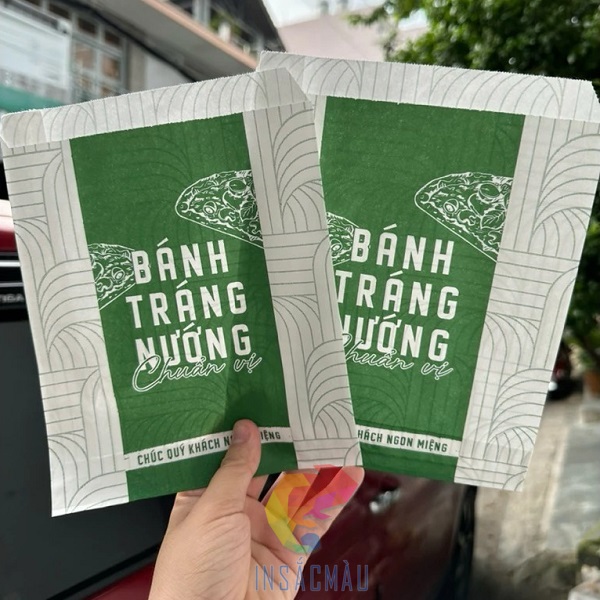 Mẫu bao bì túi đựng bánh tráng nướng thiết kế đơn giản, thu hút