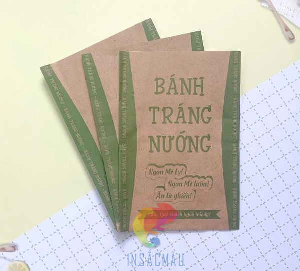 Mẫu túi đựng bánh tráng nướng dáng phẳng bằng giấy kraft