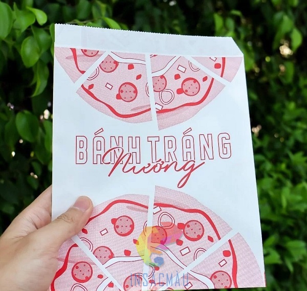 Mẫu túi đựng bánh tráng nướng bằng giấy kraft trắng