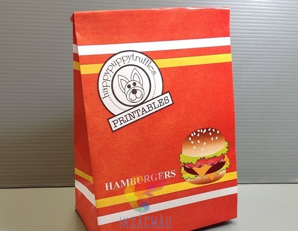 Mẫu túi đựng bánh hamburger tông đỏ nổi bật