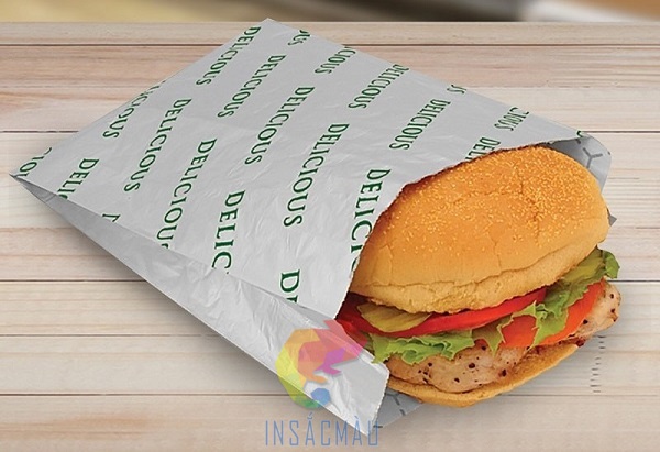 Mẫu túi giấy đựng bánh hamburger kiểu xếp hông