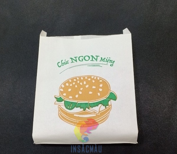 Mẫu túi đựng bánh hamburger xếp hông