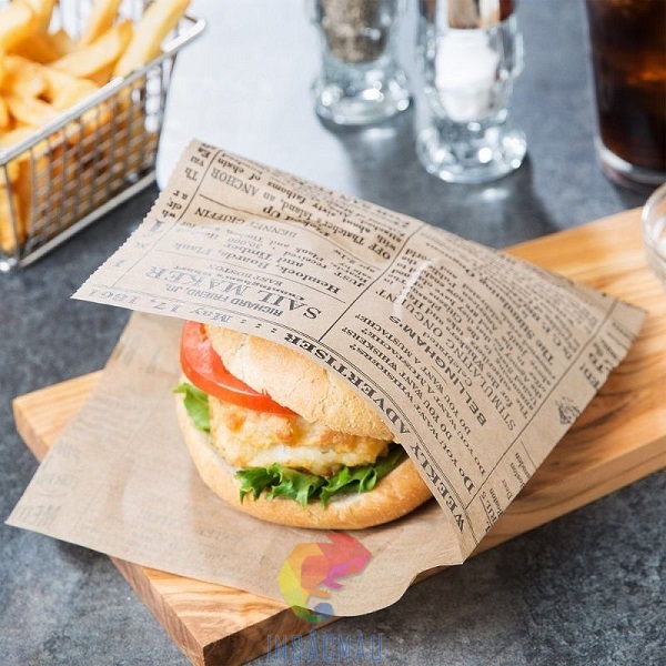 Mẫu túi đựng bánh hamburger xẻ chữ L